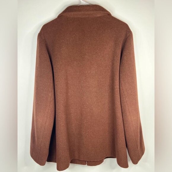 EILEEN FISHER Italian Fabric 100% WOOL Mock Neck FullZip Coat Jacket Pockets XL - Picture 11 of 14